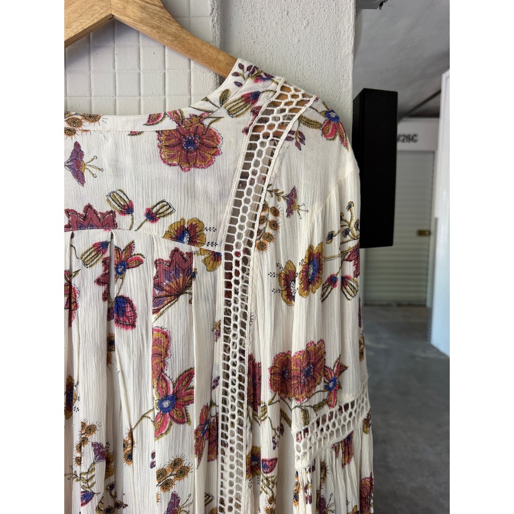 Free People Just The Two Of Us Mixed Printed Tunic M Floral Boho Rayon - Picture 7 of 10